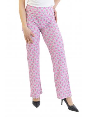 Pantalone palazzo fantasia con elastico in vita